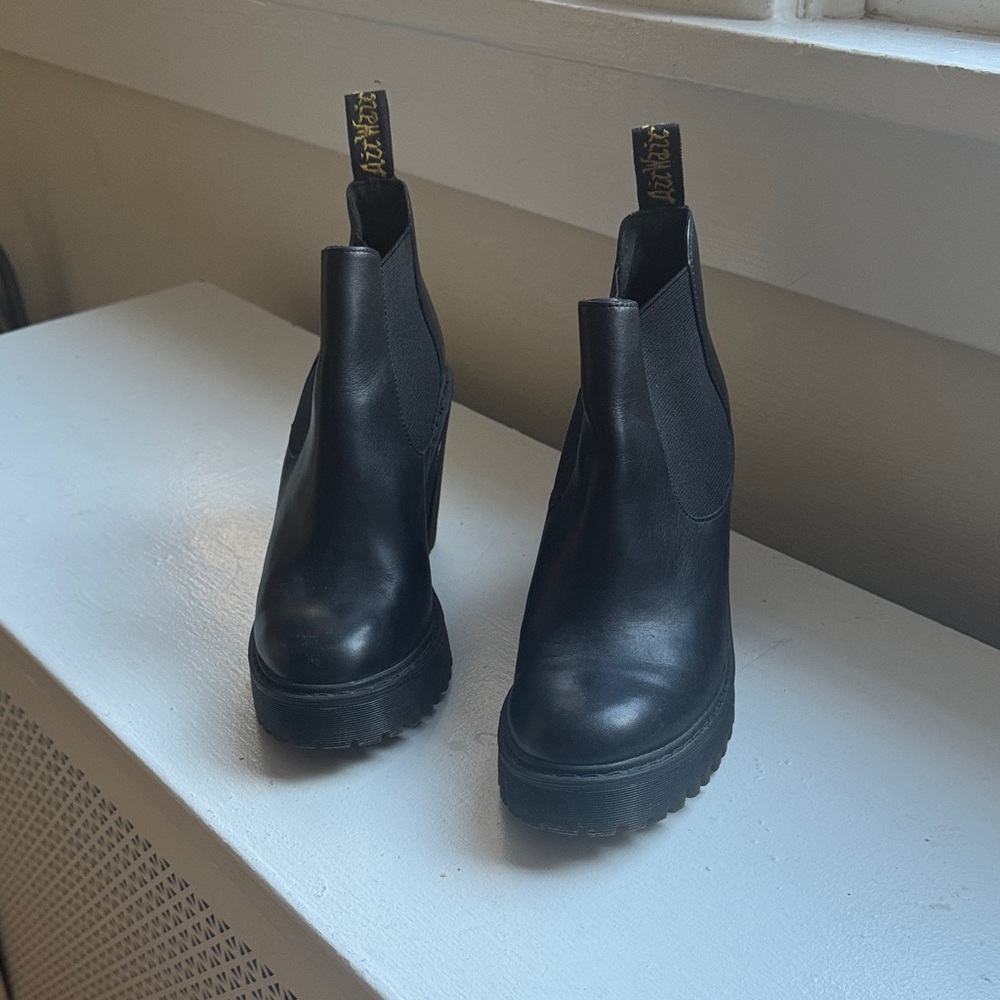Dr. Martens Black Leather Platform Booties